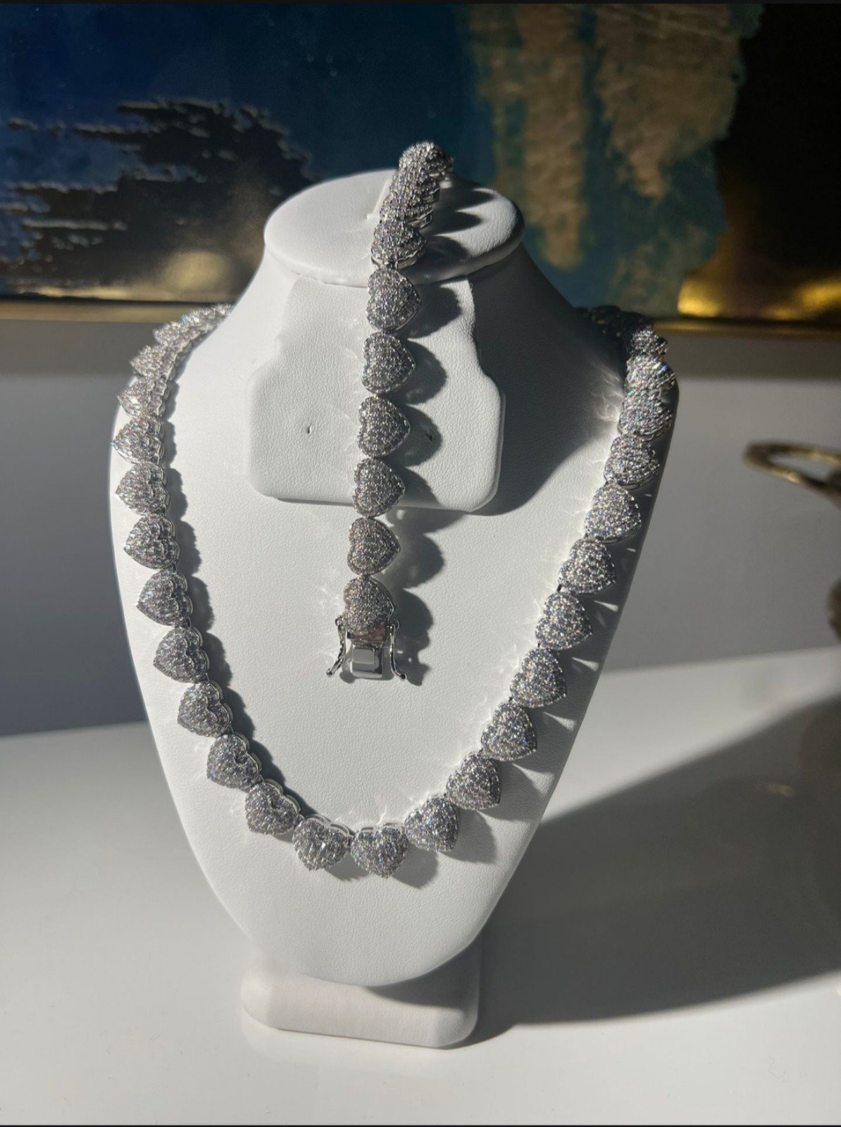 Heart Necklace and bracelet silver