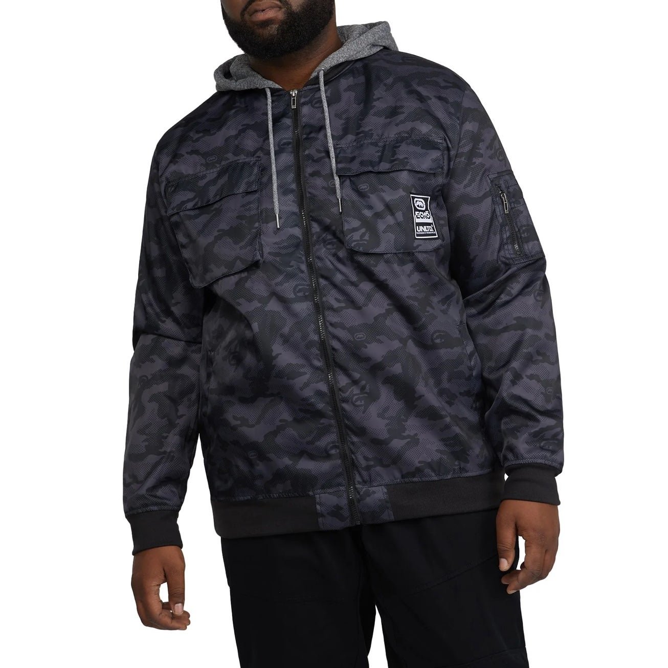 Ecko Unlimited Medium Jacket Maverick Hooded Flight Jacket in Black Camo NWT