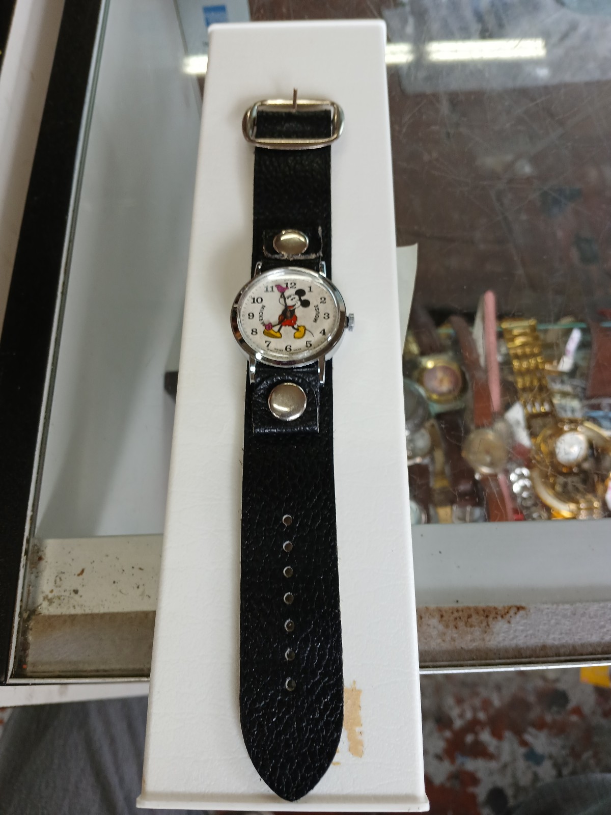 Vintage Bradley Mickey Mouse "Fat Boy" Watch W/ Leather Band