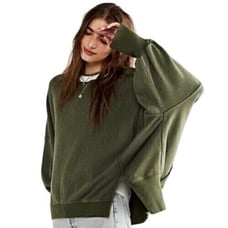NWT We the Free Camden Distressed Green Moss Adventurer Sweatshirt Size Medium