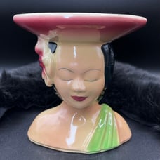 Shawnee Ceramic Lady Head Vase #896 USA Pottery Hawaiian / Polynesian / Tropical