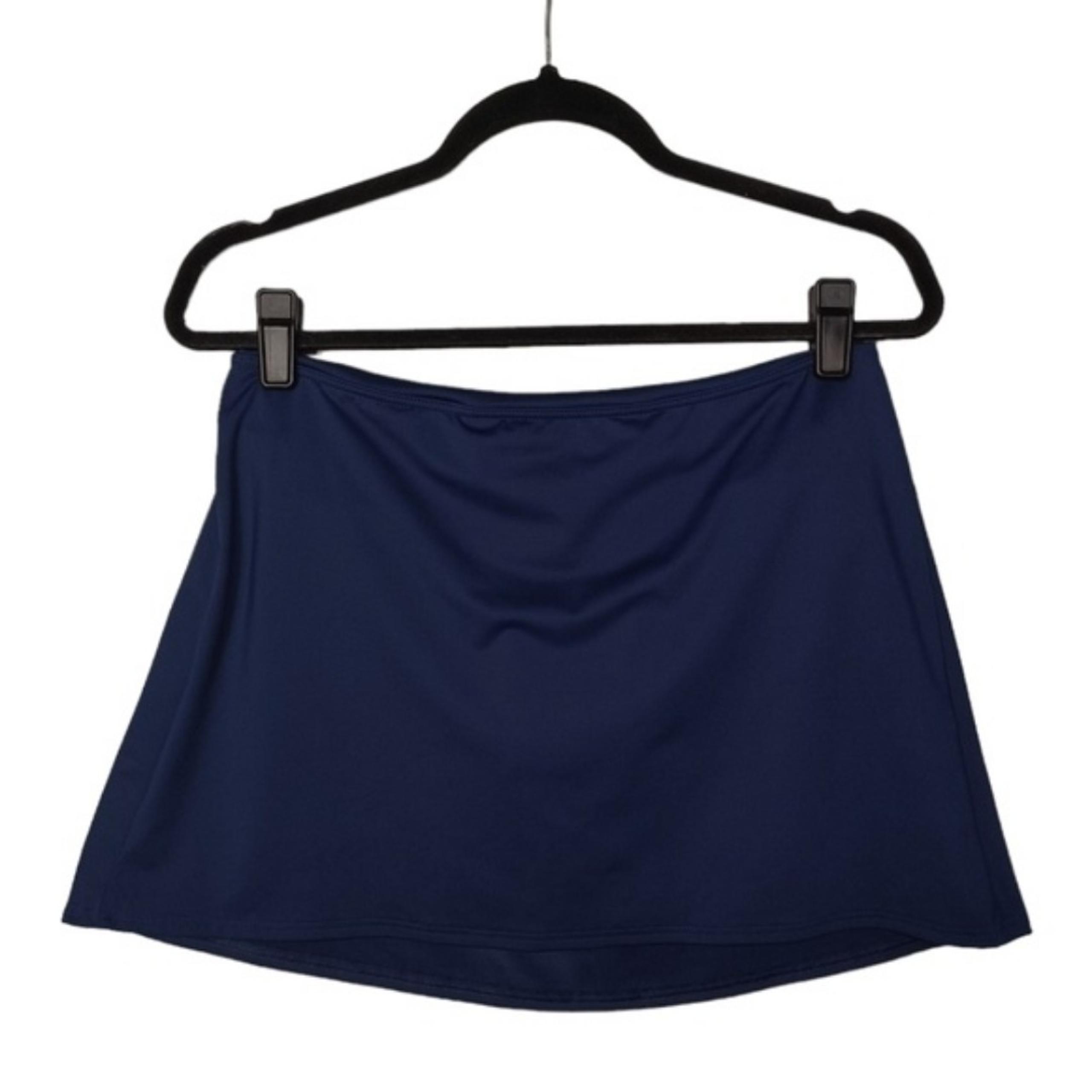 LANDS END Navy Blue Athletic Swim Mini Skirt with Panty 6L