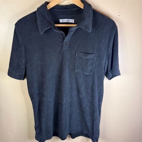 Outerknown Mens Dark Grey Polo Shirt Size S/M Sustainable Organic Cotton Preppy