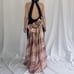 80s/90s Black Velvet Open Back Halter Dress