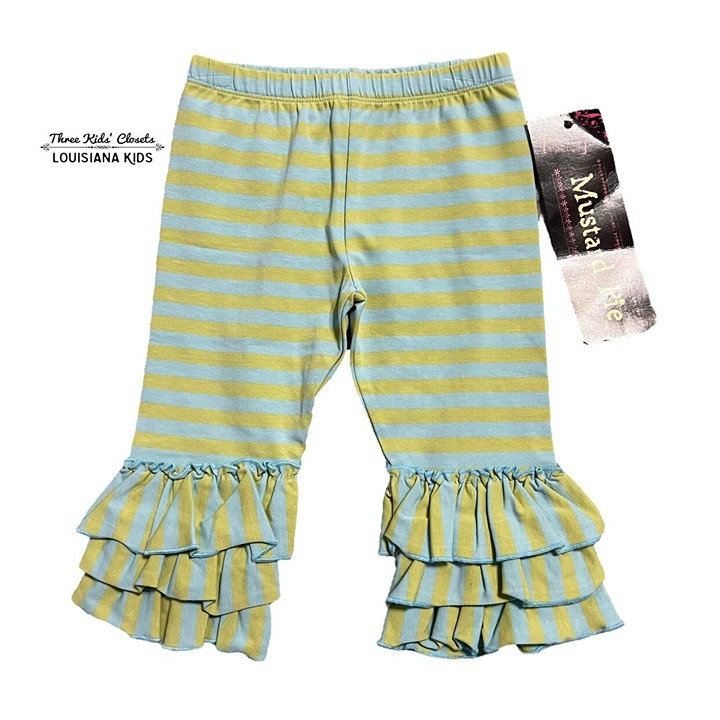 NEW Mustard Pie 24m Blue & Green Striped Ruffle Pants