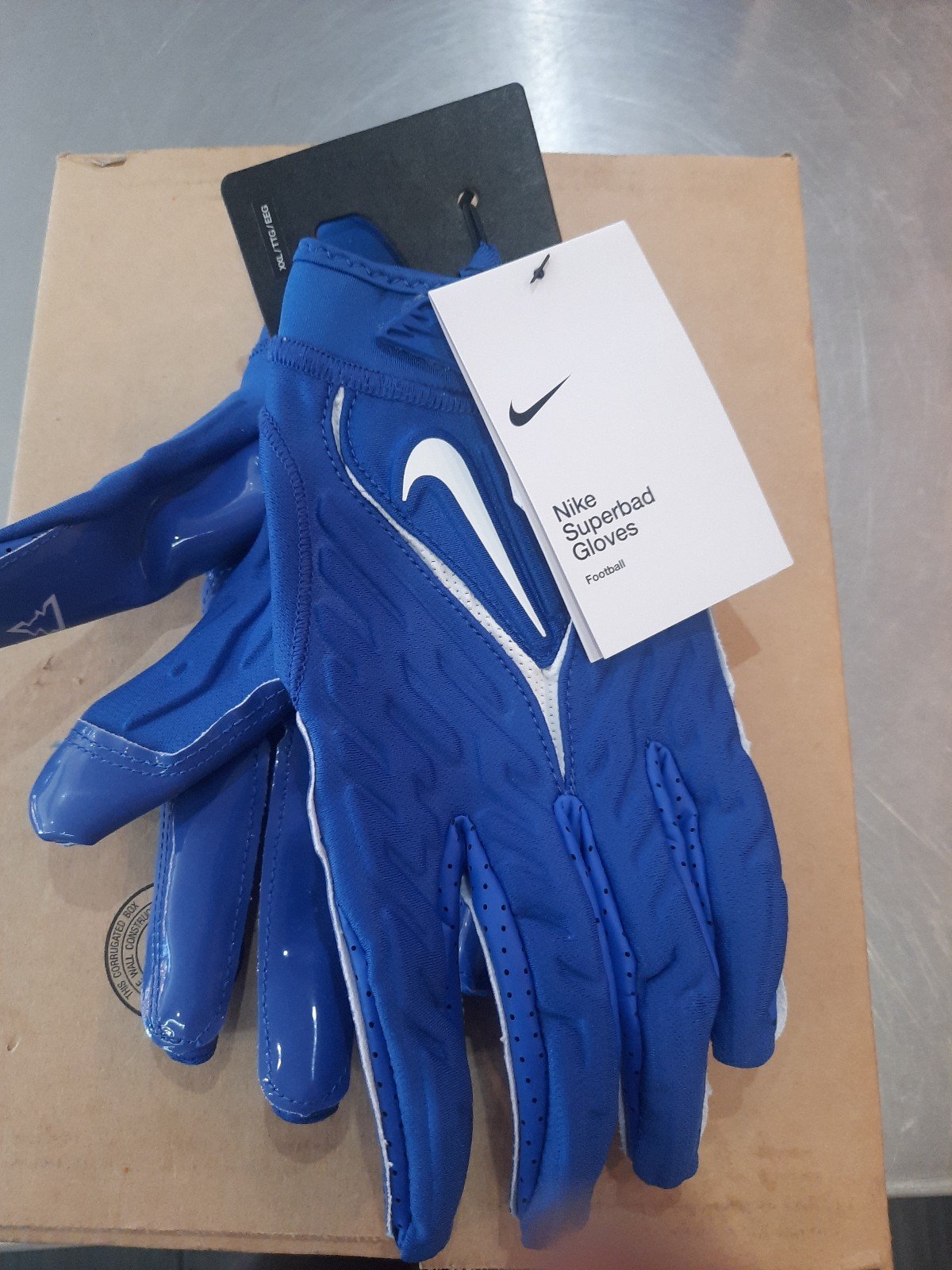 Nike NFL Superbad Padded Football Gloves Blue/White DX4520-408 Size 2XL