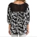 Free People Moon River Black/White Embroidered Floral 3/4 Sleeve Tunic Blouse L