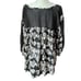 Free People Moon River Black/White Embroidered Floral 3/4 Sleeve Tunic Blouse L