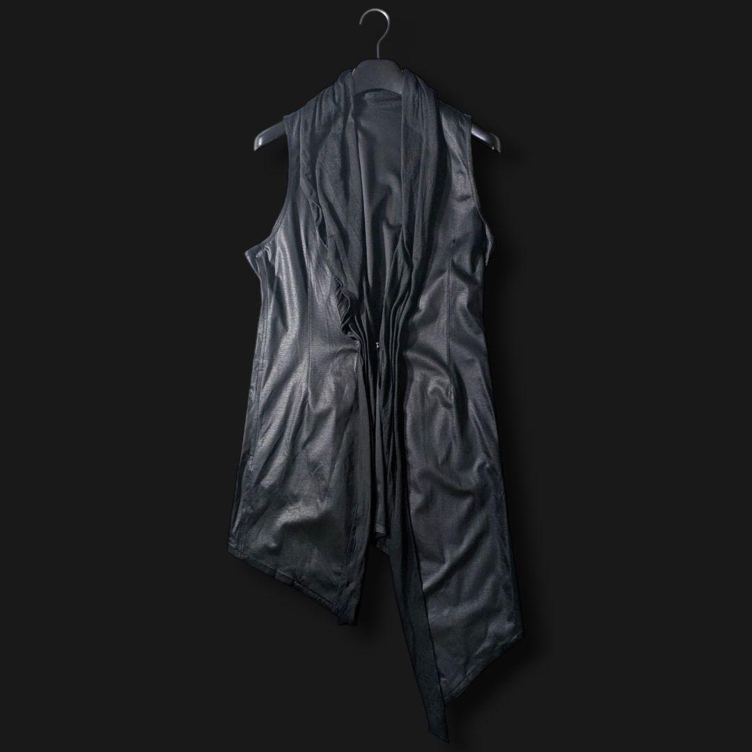 sos te nuto kawano Asymmetrical Mixed Material Long Gilet