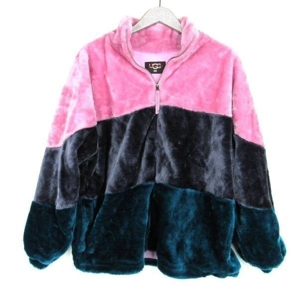 UGG Women’s Elaina Faux Fur Jacket In Rose Quartz Multi Sz M