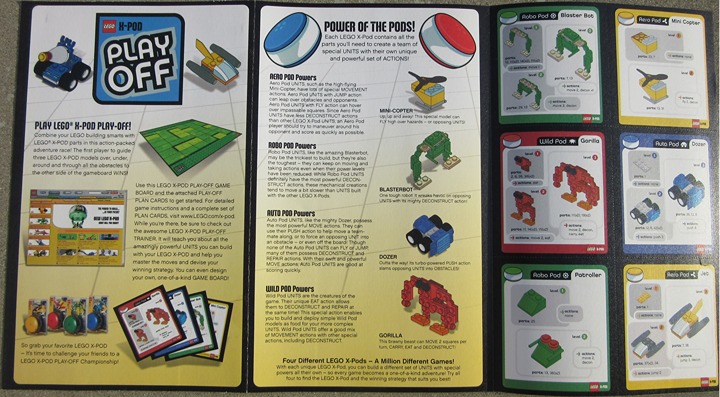 LEGO X-Pod Play-off Championship Game Board and Plan Cards 2004 Dozer Copter Jet