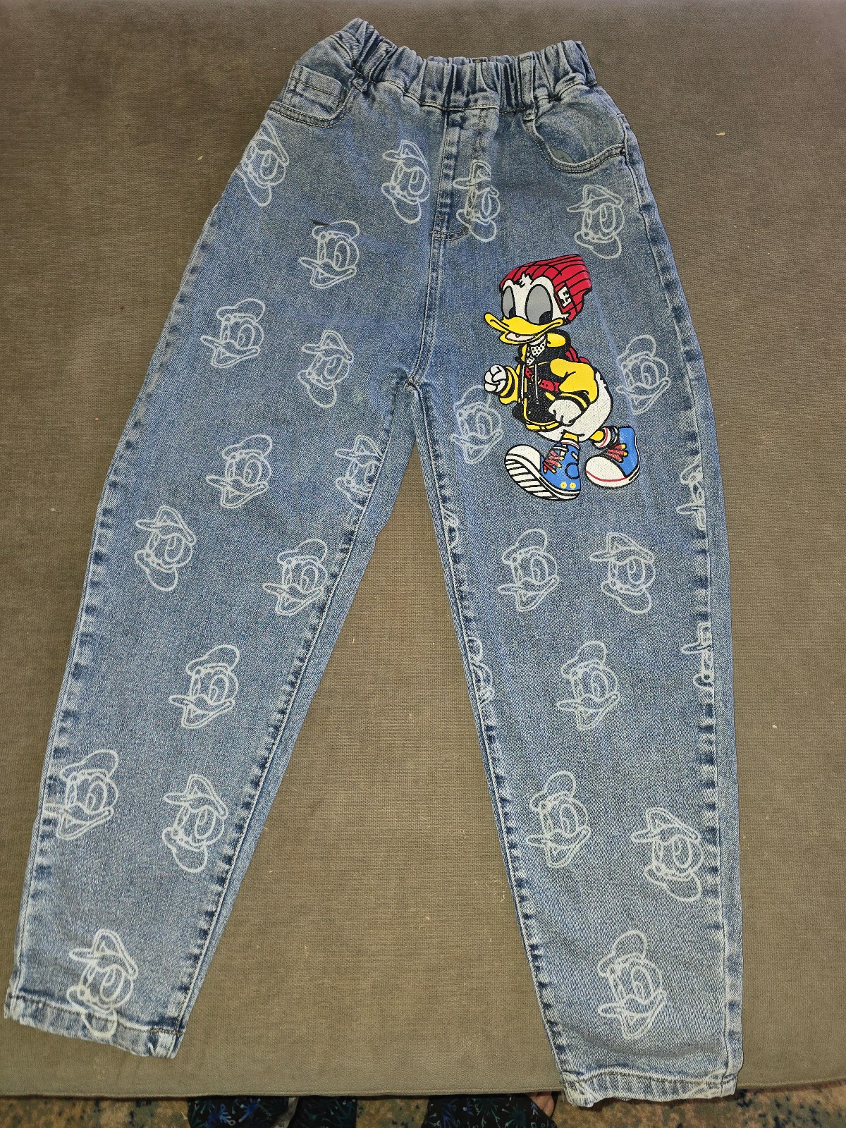 Vintage 80s 90s acid washed hand painted DONALD DUCK JEANS