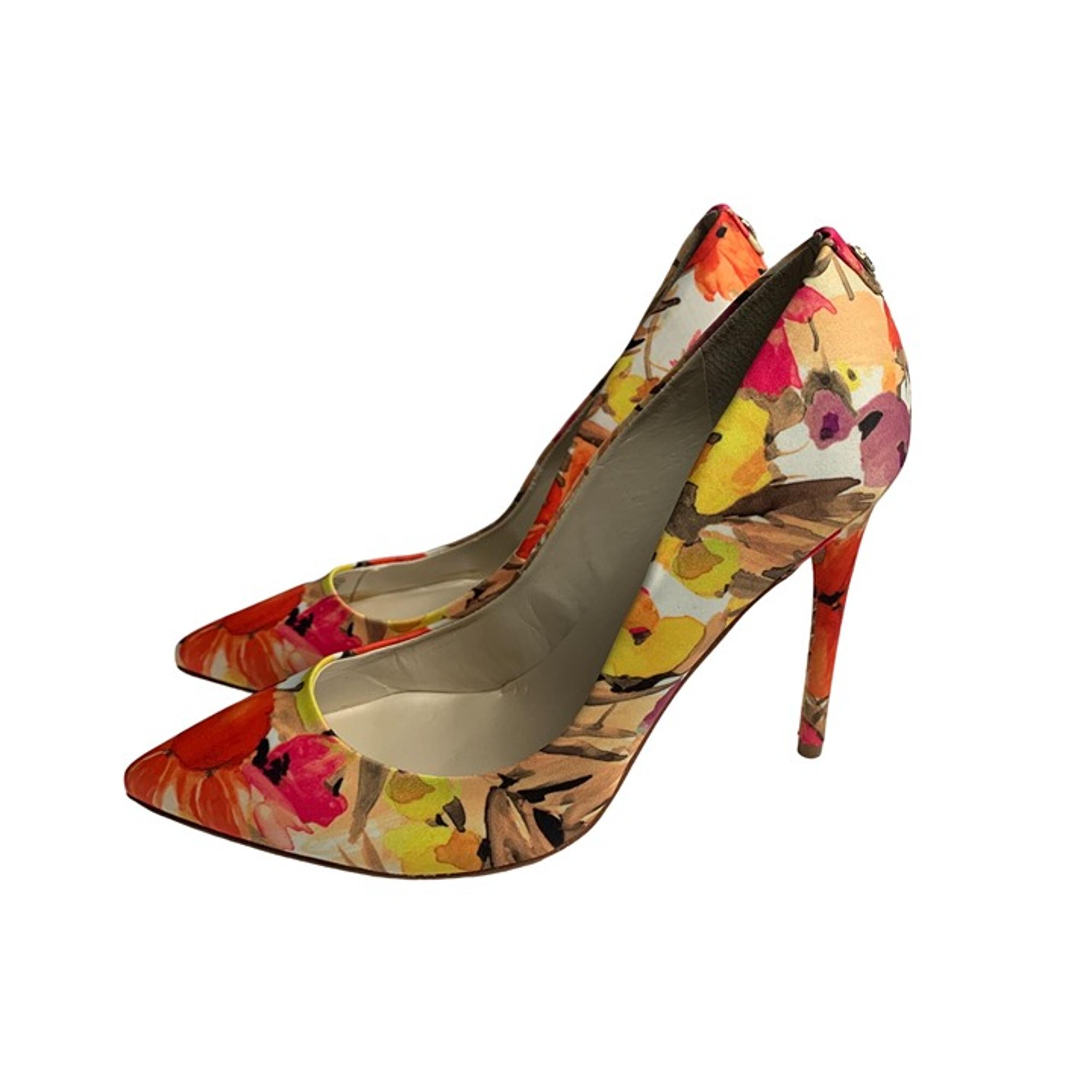 Ivanka Trump Womens Size 10 M Floral Stiletto 4.5 in Heel Orange Yellow Pump Sho