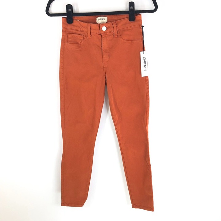 L'agence Margot High Rise Skinny Jeans Ankle Crop Cinnamon Brown 25