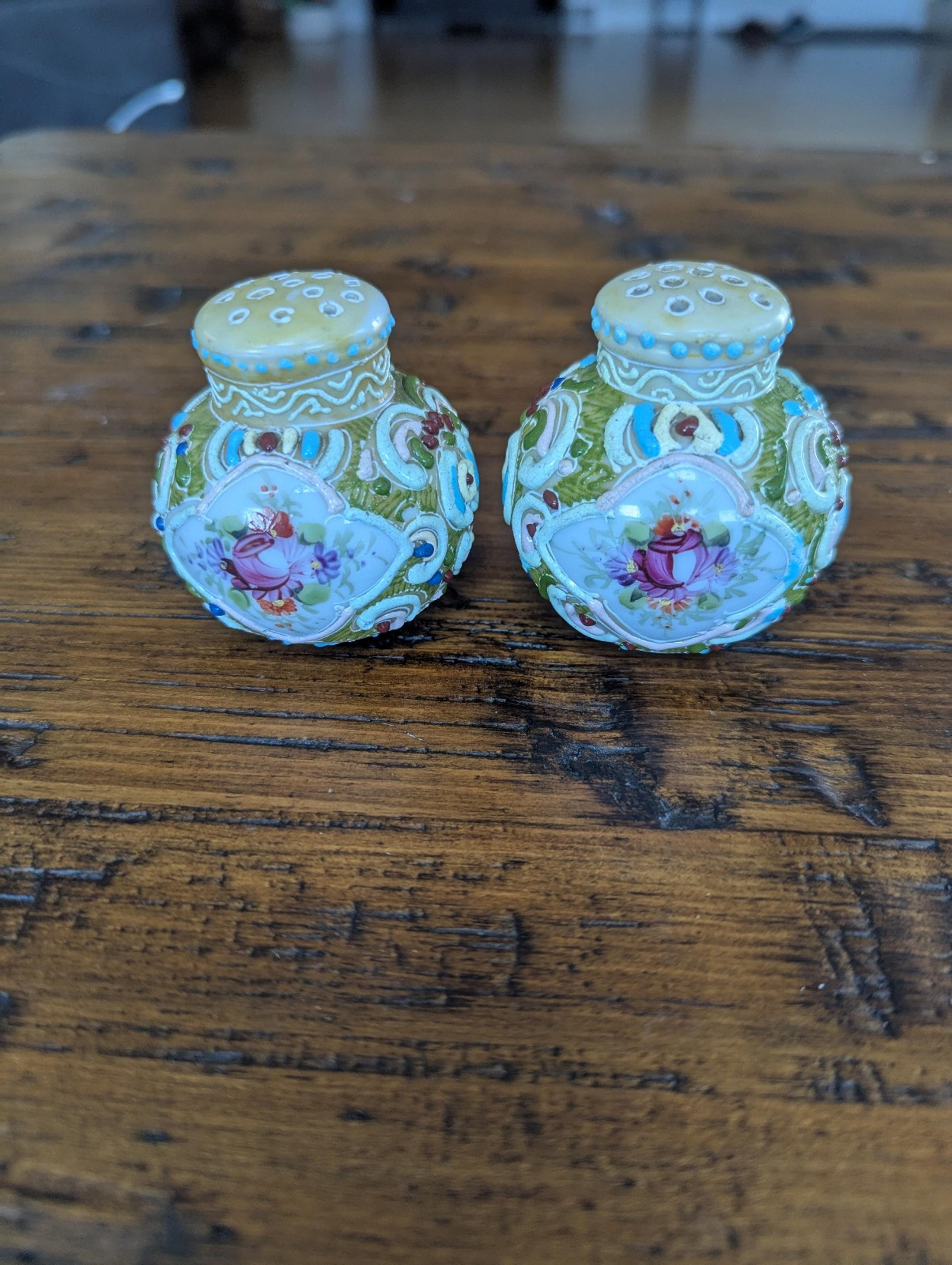 Vintage Nippon Moriage Floral Salt & Pepper Shakers