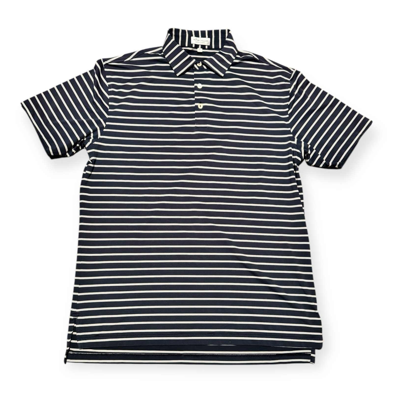 Peter Millar Summer Collection Men’s Golf Shirt Size Medium Spandex Blue Striped