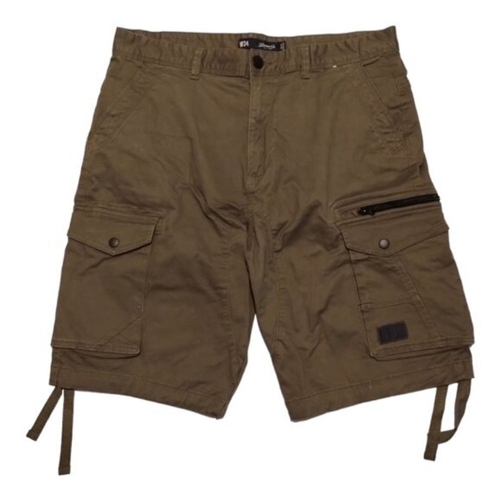 Denim Co Khaki Utility Army Cargo Shorts Size 34 Multi Pockets Outdoor Casual