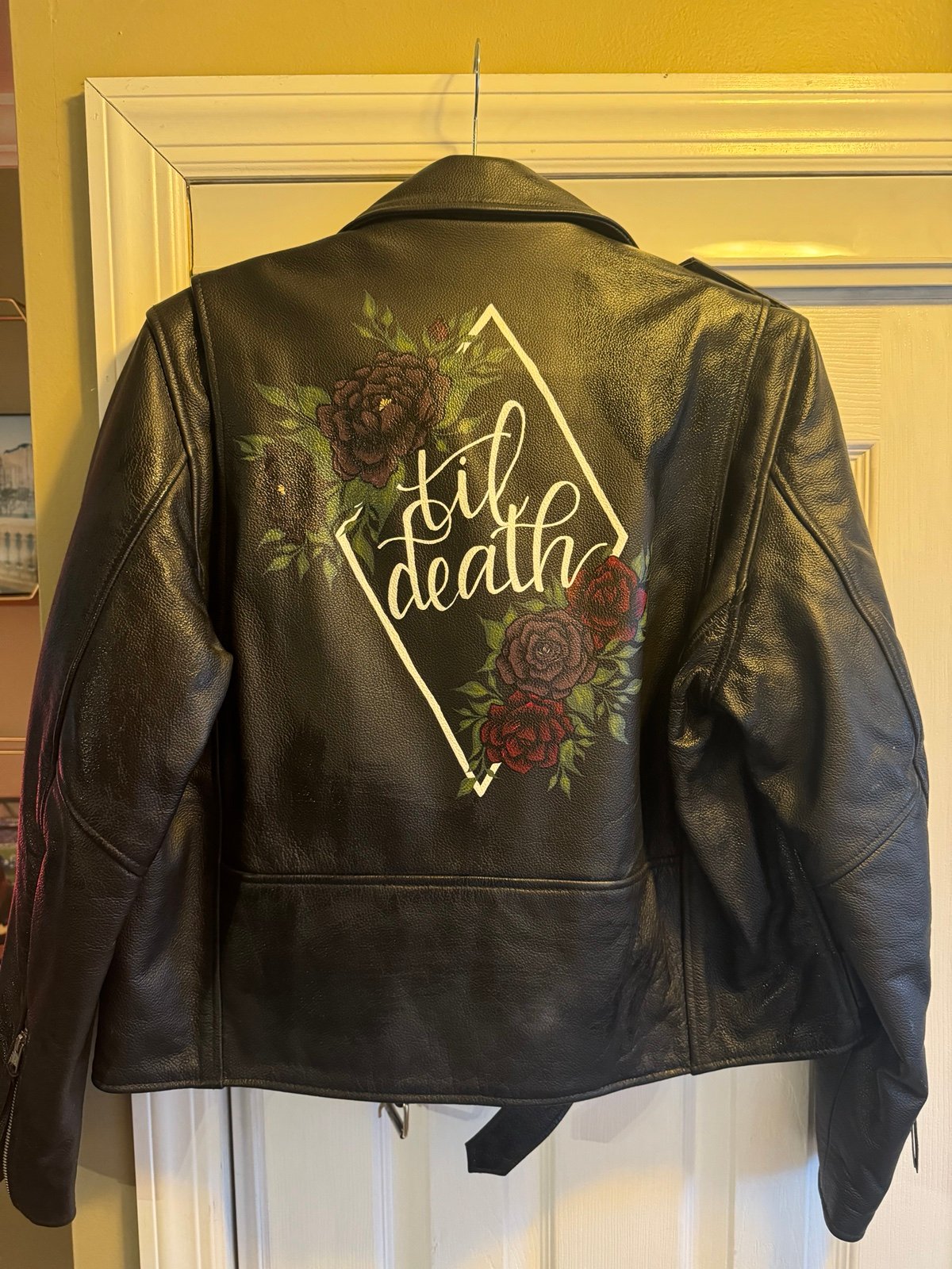 Hand Painted Wedding Leather Jacket