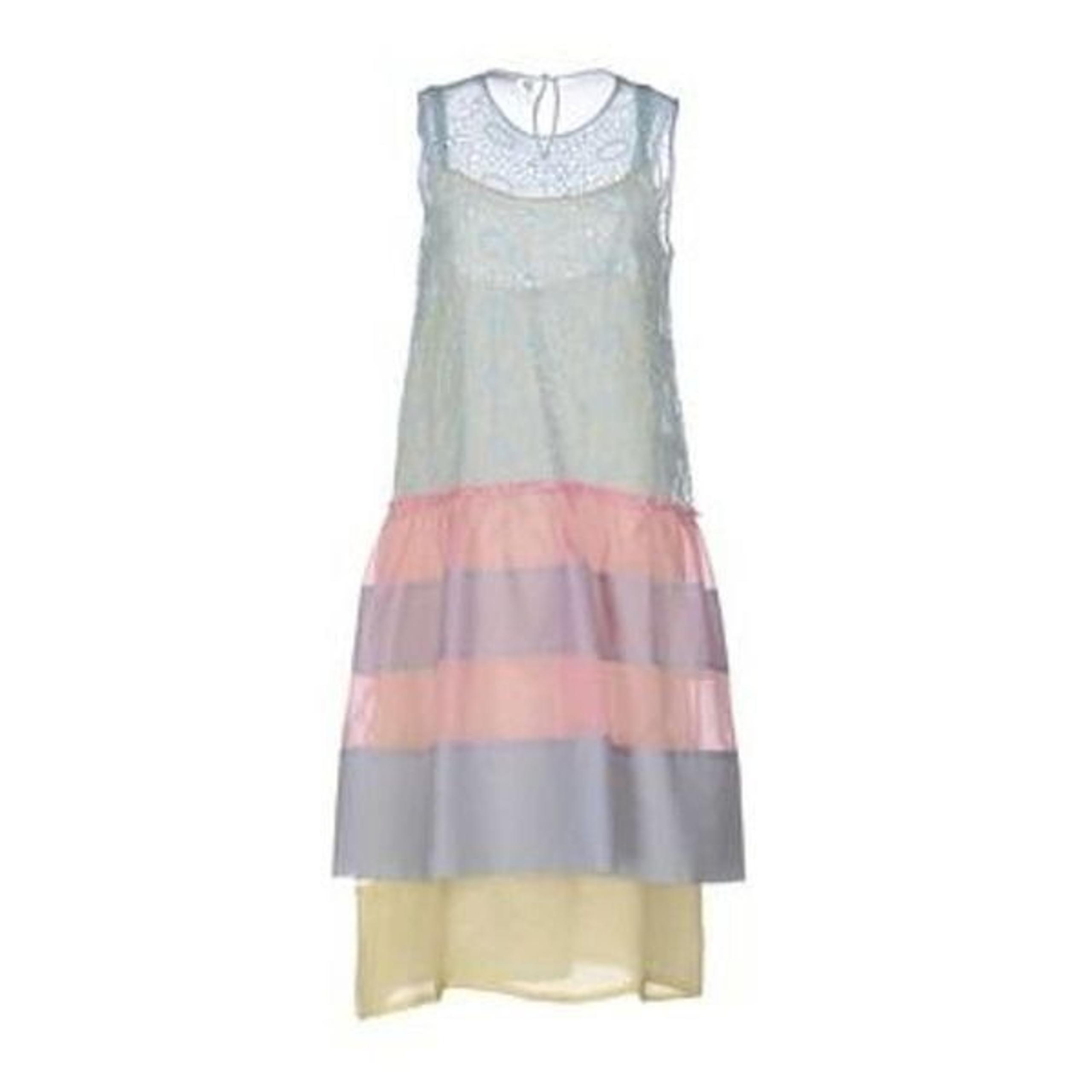 pastel rainbow Midi tulle tiered light drop waist dress NWT womens 2 - Dondup