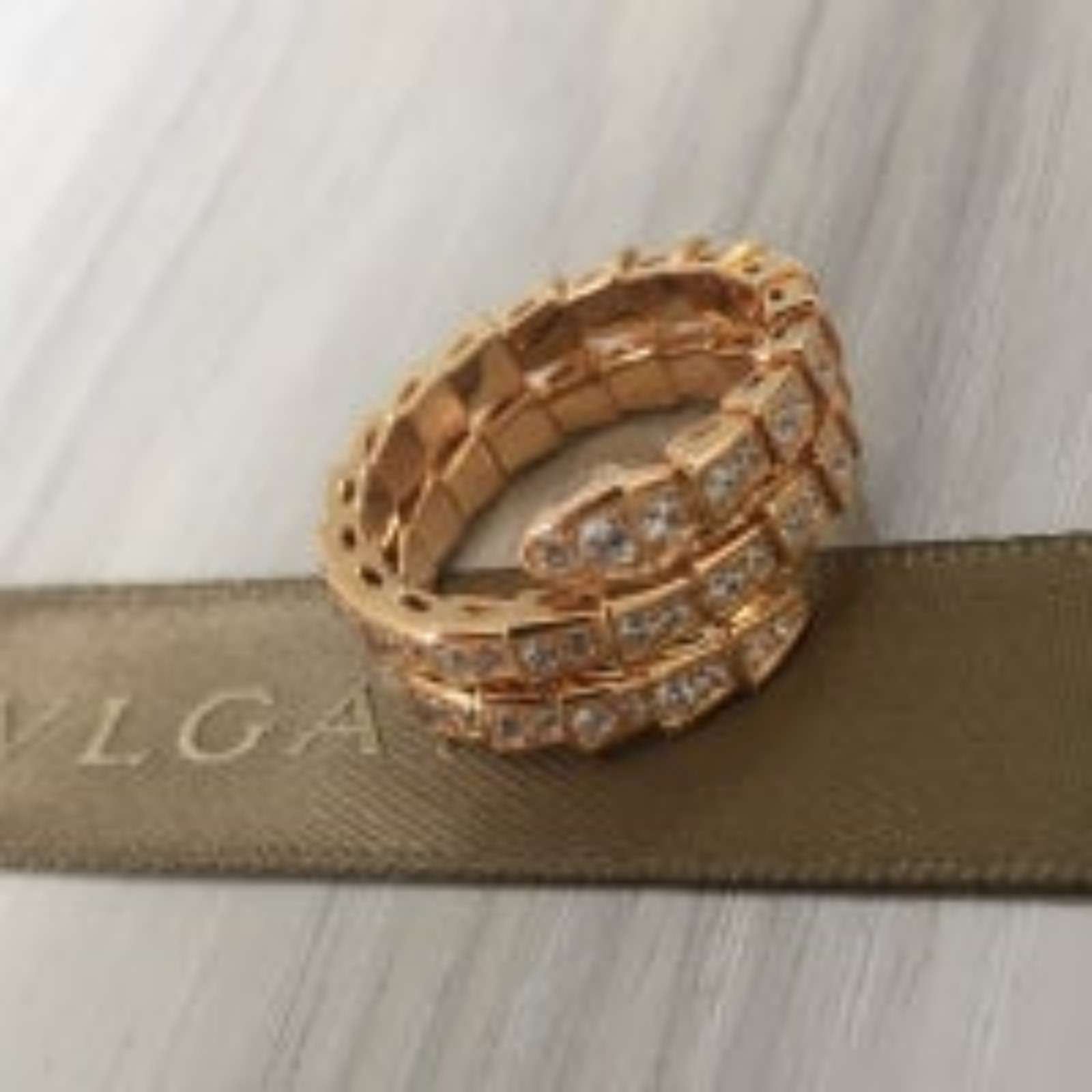 18kt pink gold SERPENTI diamond ring da