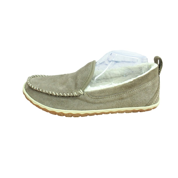 LL Bean Women's Dark Cement Suede Fleece Lined Mountain Moccasin Slippers Sz 9 M