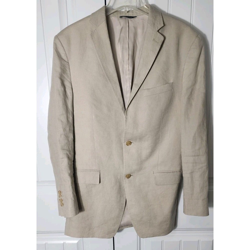 Ralph Lauren x Dillard's Blazer 100% Linen Jacket Mens Tan 40L Canada Made