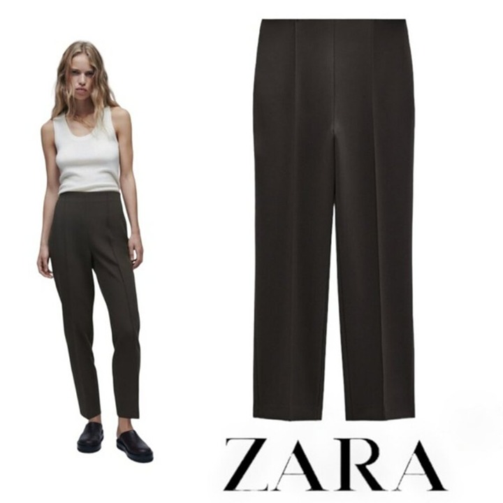 NWT New Zara Minimalist High-Waist Dark Mink Pants Size XXL
