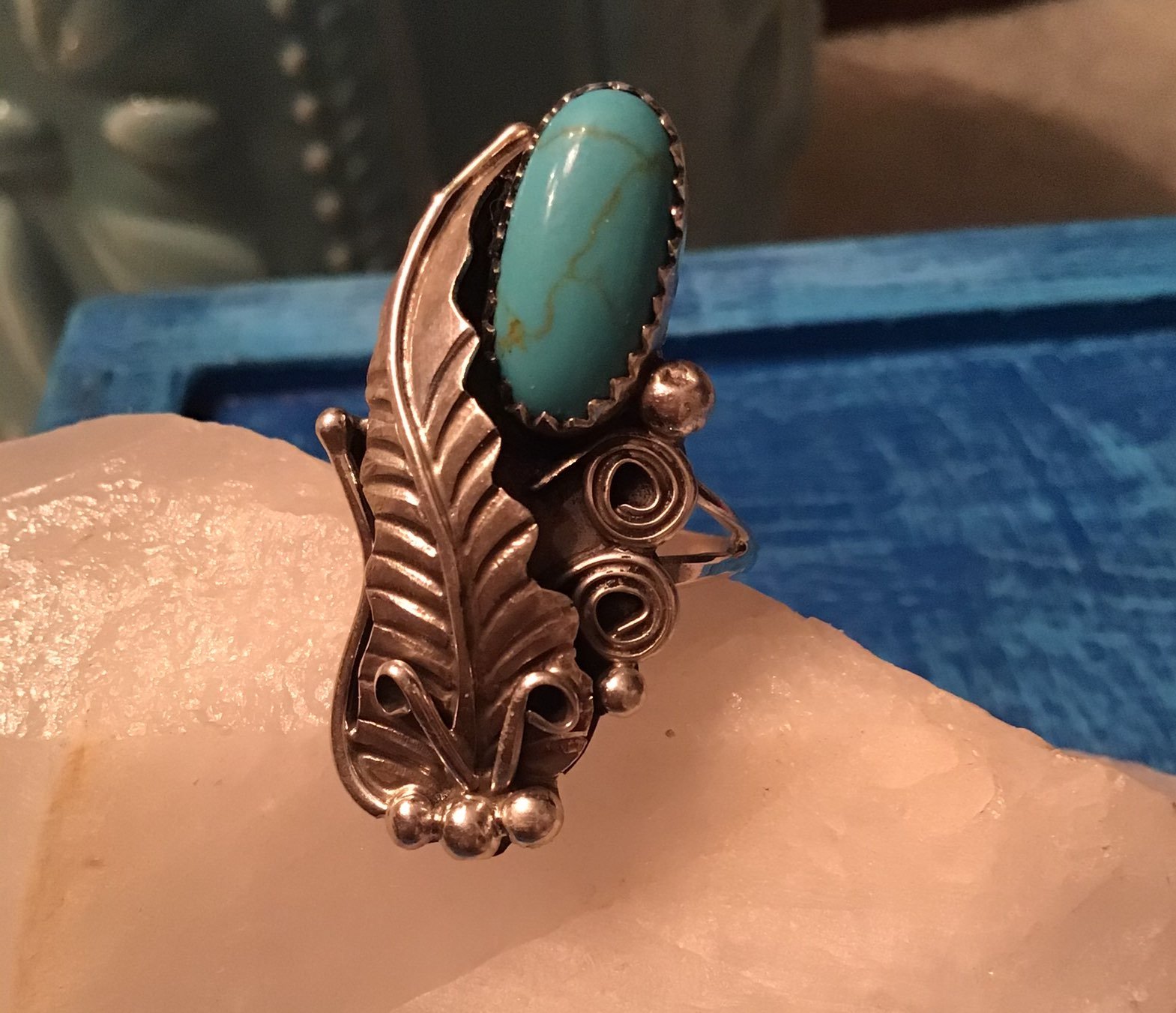 Sterling Silver Turquoise Feather Ring