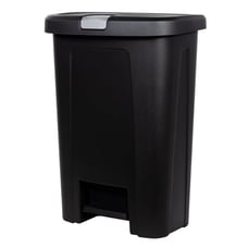 10 gal Step On Lid Lock Plastic Kitchen Trash Can, Black