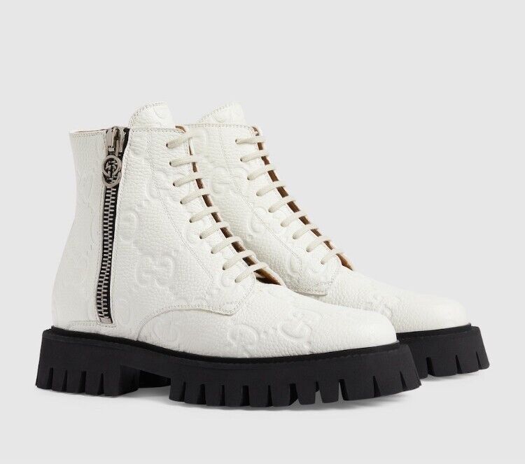 NIB Gucci Novo GG quilted leather combat lug sole boots IT 39 US 9; Rtl 1490