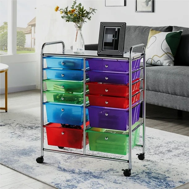 12.46 Gallon Plastic and Metal Drawer Chests, Multi-color