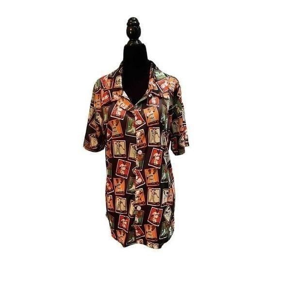 Giants Unisex Black Printed Short Sleeves Collared Shirt Size M