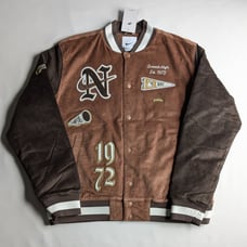 Nike Corduroy Swoosh High Brown Varsity Letterman Jacket Mens Size XL New Coat