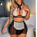 4pack Contrast Floral Lace Maid Costume Set L2