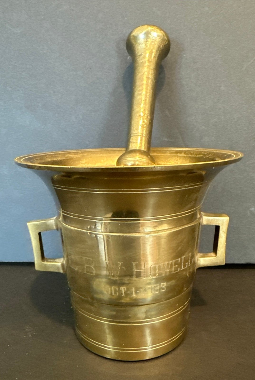 Brass Mortar & Pestle - Pharmacy-Apothecary Engraved