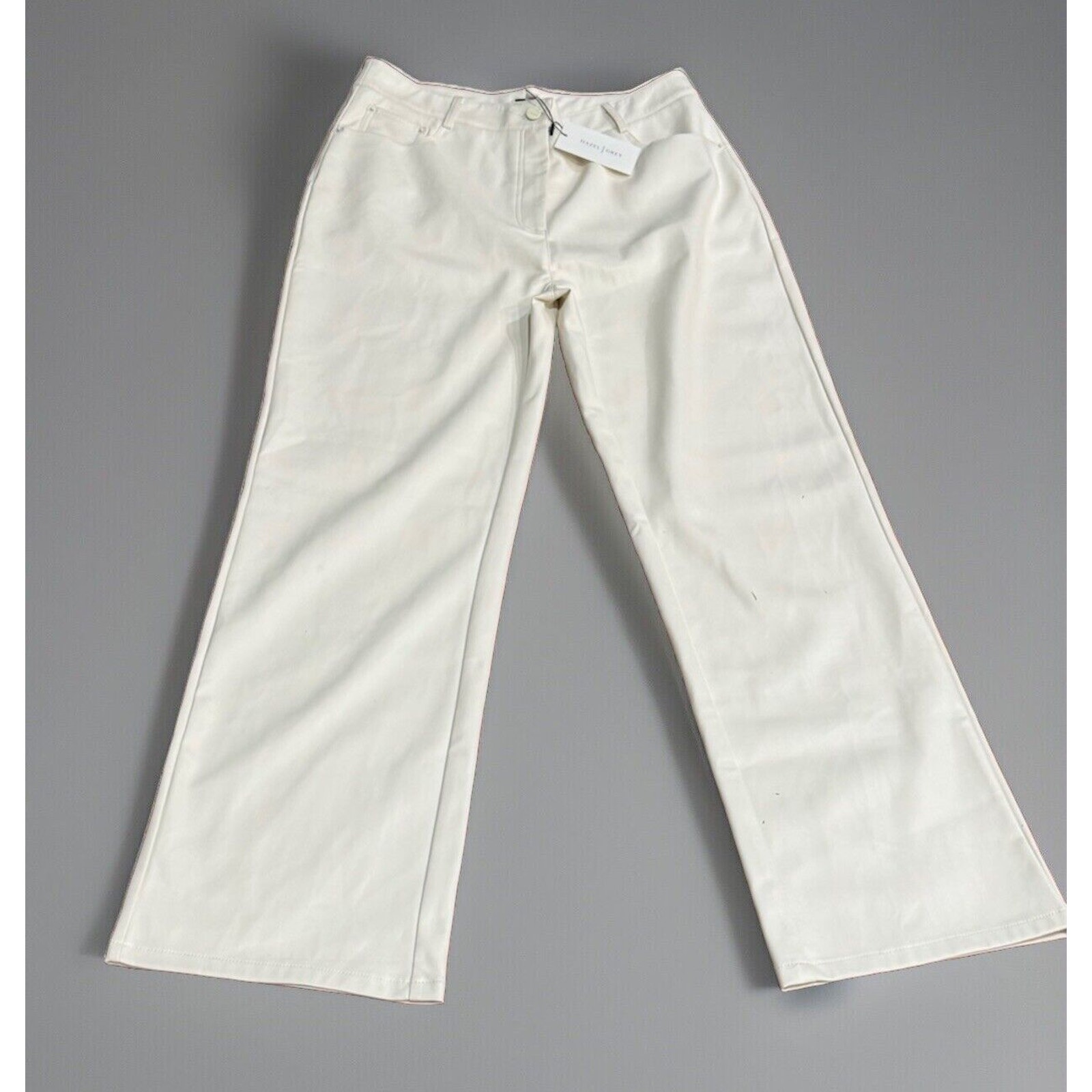 Lucy Paris Faux Leather Pants Women's Large Ivory Wide Leg 32X30