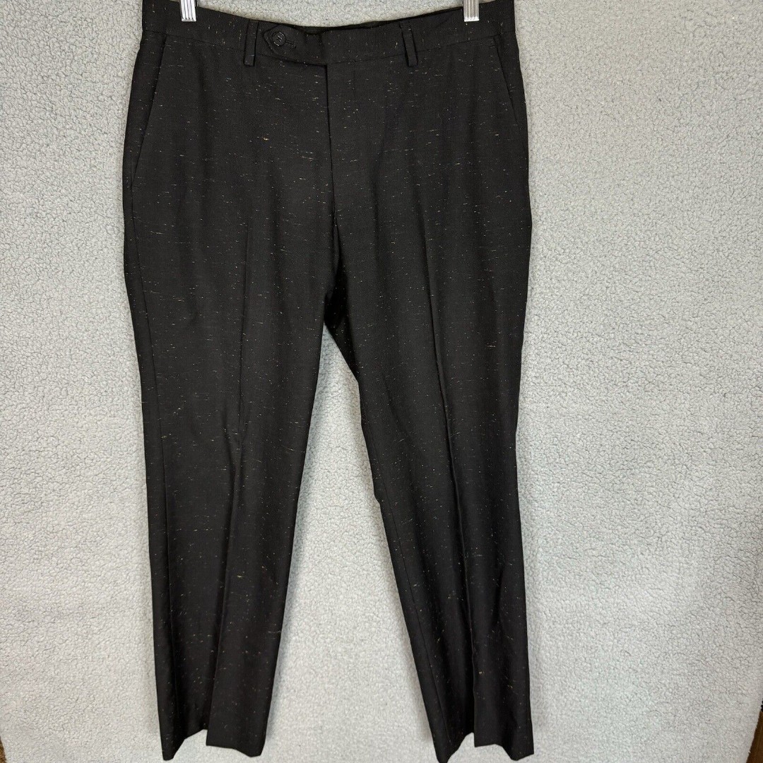 John Varvatos USA Pants Mens 33x30 Black Flat Front Dress Pockets Slacks