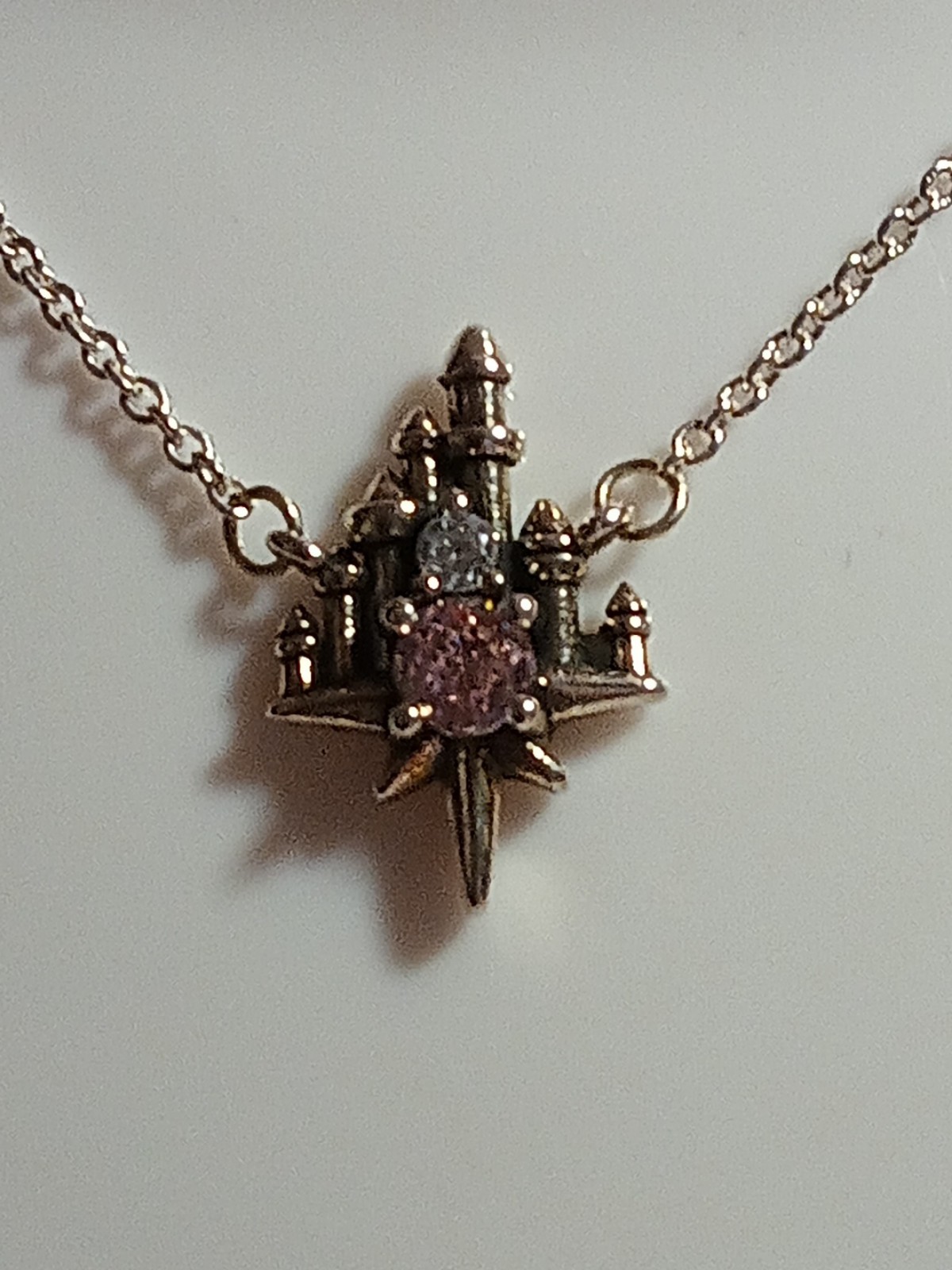 Disney parks authentic brand new sparkling sterling silver castle DisneyX neckla