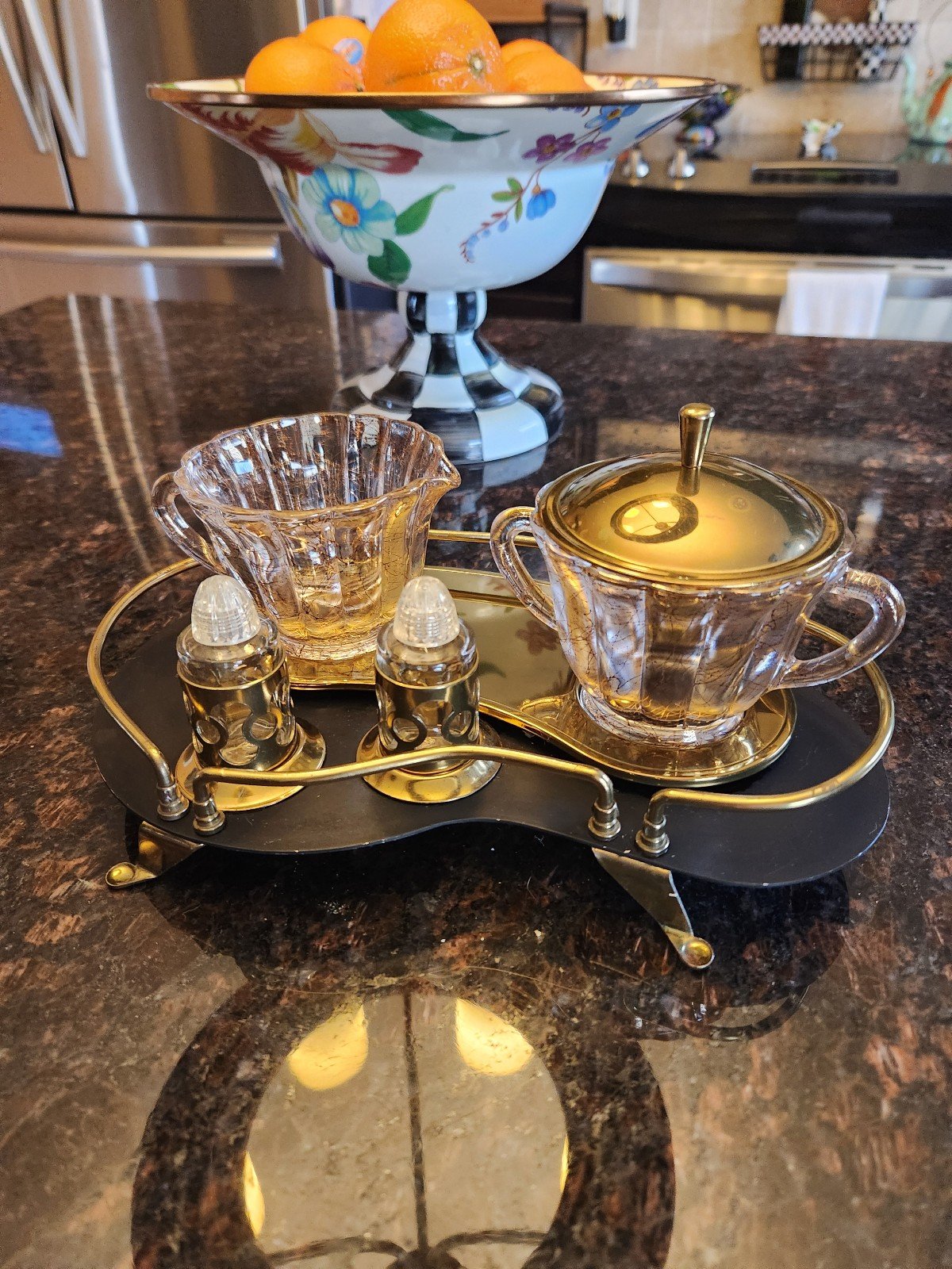 MCM Atomic Cream & Sugar Kidney Shape Serving Tray Salt Pepper Eames Era RARE