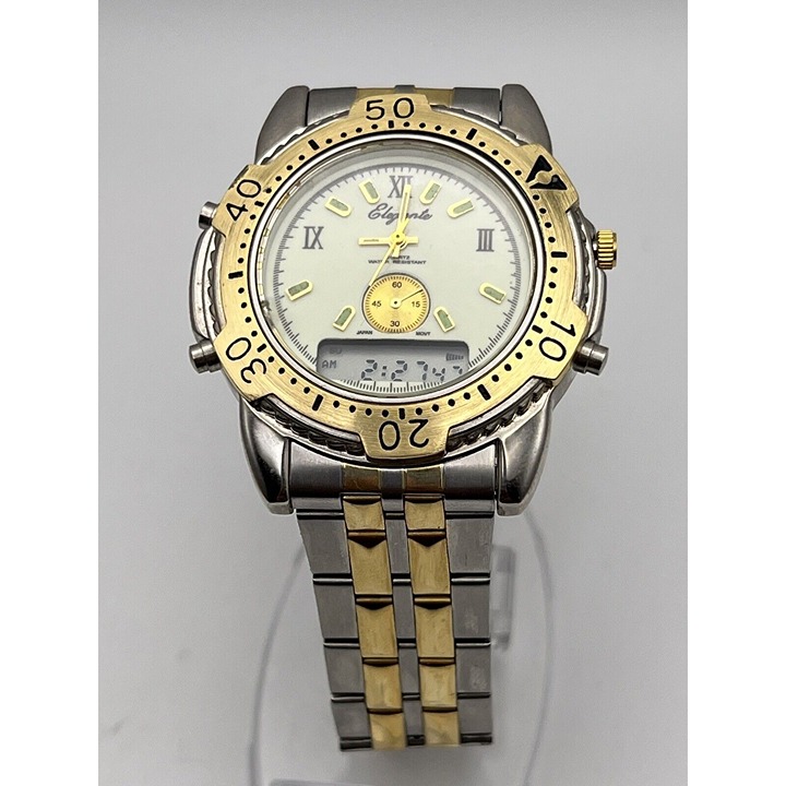 Men’s watch two-tone bracelet why did Dayo Gold basil digital Watch New Battery