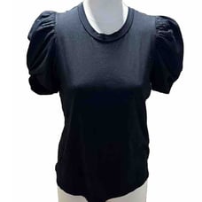 ALC Size Small • KATI Black Organic Cotton Crew Neck Puff Sleep Fashion T-Shirt