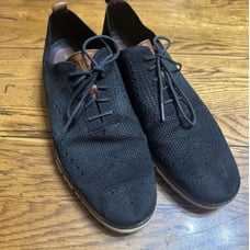 Cole Haan Zerogrand Knit Wingtip Oxford Dress Shoes Black Mens Size 10.5 M