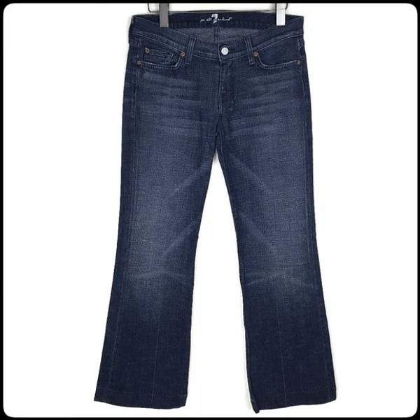 7 For All Mankind DOJO 7 Embroidered Med Wash Mid Rise Wide Leg Jeans Size: 29