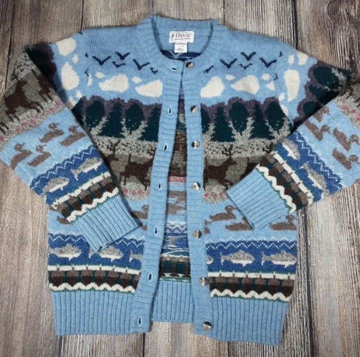 Orvis Vintage outdoor landscape wool cardigan