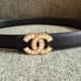Reserved for Cburrel: Resin Pearl Buckle Black Thin Leather Belt Size 105cm