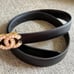 Reserved for Cburrel: Resin Pearl Buckle Black Thin Leather Belt Size 105cm