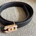 Reserved for Cburrel: Resin Pearl Buckle Black Thin Leather Belt Size 105cm