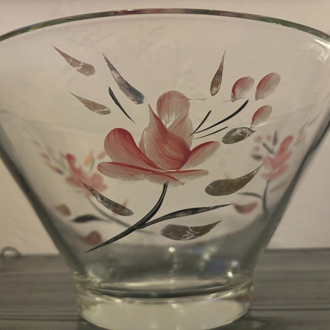 Vintage Hazel Atlas Hand Painted Salad Bowl