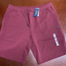 Polo Ralph Lauren Mens Burgundy Elastic Waist Double Knit Sweat Shorts Size XL