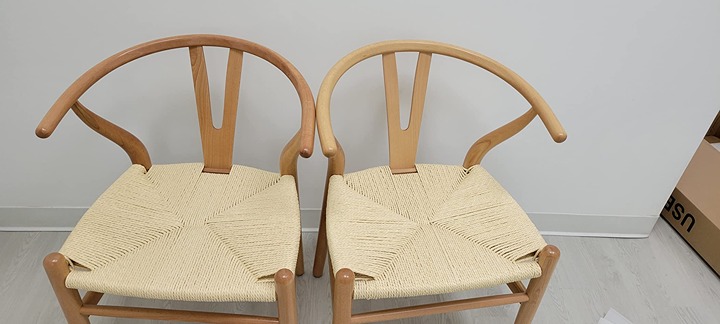 NEW 2 Chairs with Y Shaped Backrest Hemp Seat for Home Restaurant Fully-Assemble